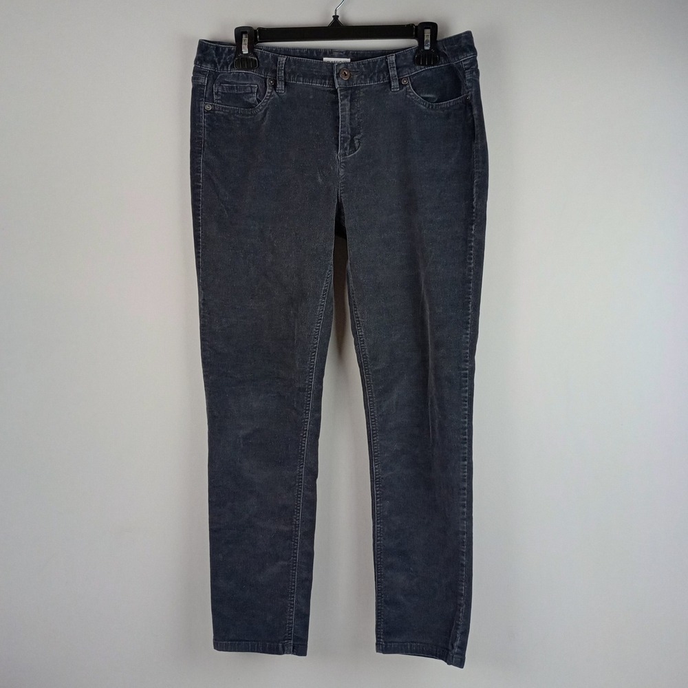 Liz Claiborne Womens 12P Gray Corduroy Stretch Classic Skinny Casual Jeans